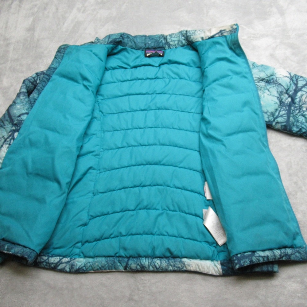 Patagonia Down Sweater Down‎ Jacket Girls XL 14 Teal Tree Print Puffer Warm READ - Picture 9 of 16